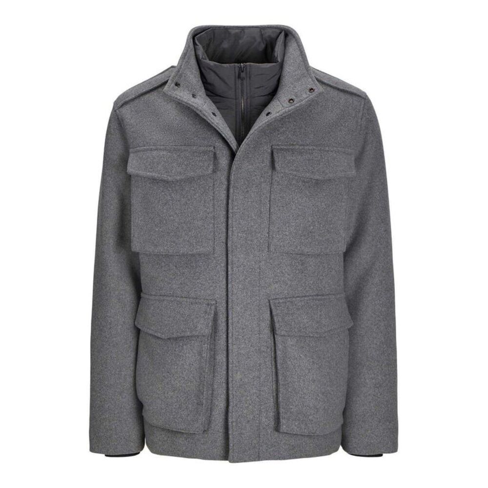 Jack And Jones Mens Alex Multi Pocket Regular Field Jacket / Grey Melange